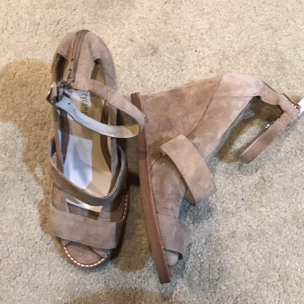 Jeffrey Campbell Ankle Strap Suede Open Wedge Sandal with Zipper Back-Size 9